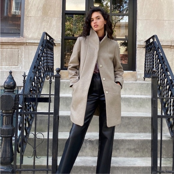 Aritzia Jackets & Blazers - Aritzia Wilfred Cocoon Coat Virgin Wool Cashmere Taupe Tan Size XS